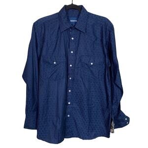 Resistol Lipizzaner Blue Aztec Western Button‎ Up Shirt Size Small